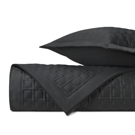 SQUARE Quilted Coverlet in Black by Home Treasures at Fig Linens and Home