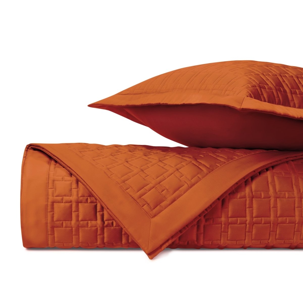 SQUARE Quilted Coverlet in Clementine by Home Treasures at Fig Linens and Home