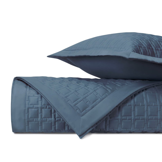 SQUARE Quilted Coverlet in Slate Blue by Home Treasures at Fig Linens and Home