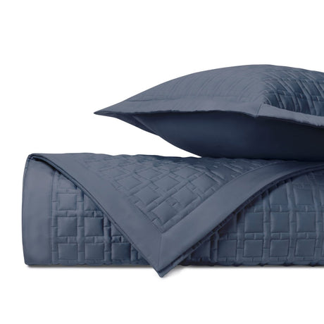 SQUARE Quilted Coverlet in Stone Blue by Home Treasures at Fig Linens and Home