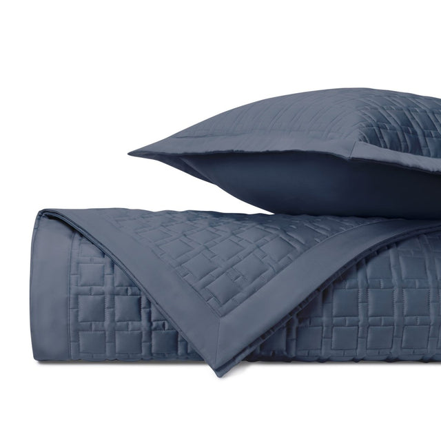 SQUARE Quilted Coverlet in Stone Blue by Home Treasures at Fig Linens and Home