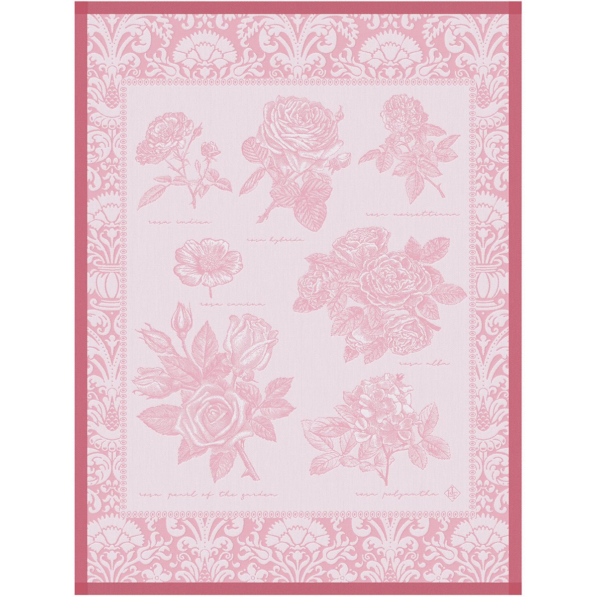 Jardin Des Roses Pink 24" x 31" Tea Towel by Le Jacquard Français