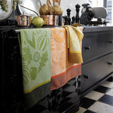 Thanksgiving Green Tea Towel by Le Jacquard Français - Kitchen Photo with other tea towels