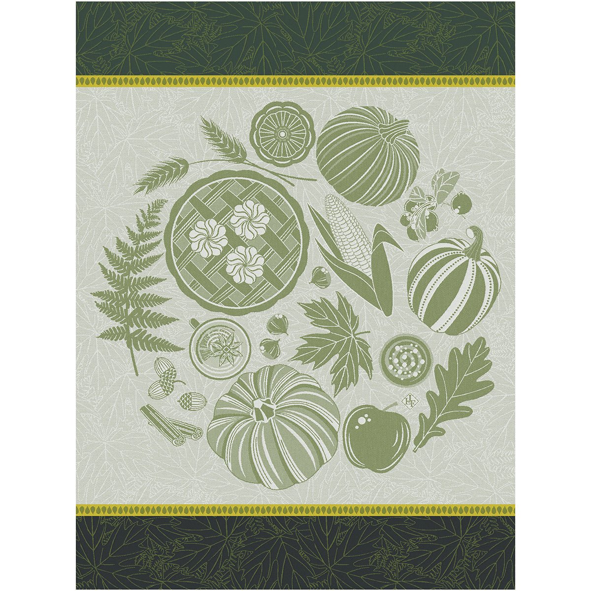 Thanksgiving Green Tea Towel by Le Jacquard Français