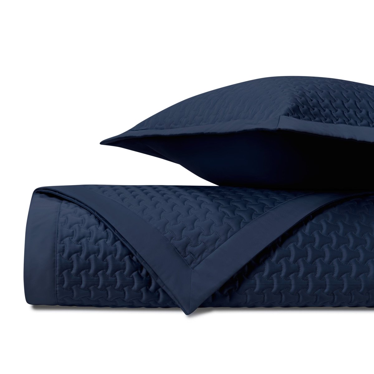 TRINITY Quilted Coverlet in Navy Blue by Home Treasures at Fig Linens and Home