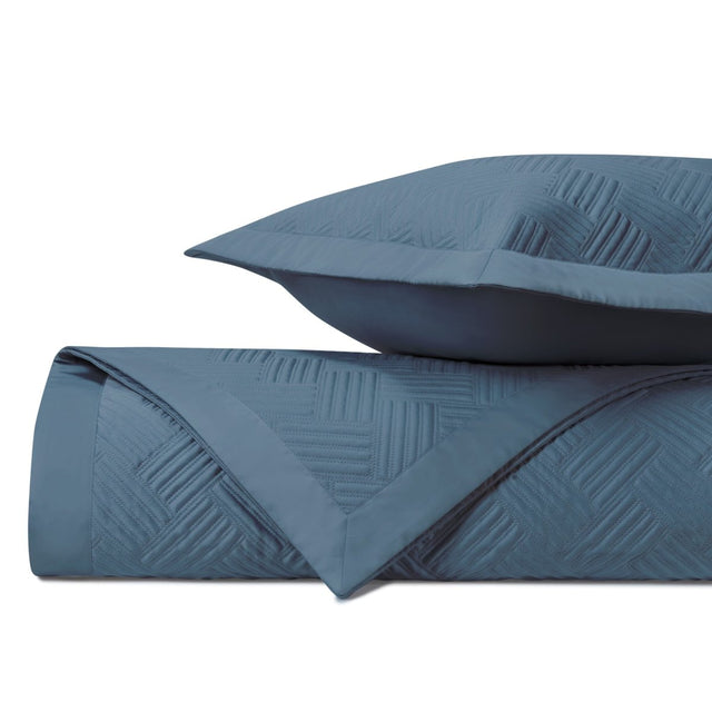 TWILIGHT Quilted Coverlet in Slate Blue by Home Treasures at Fig Linens and Home