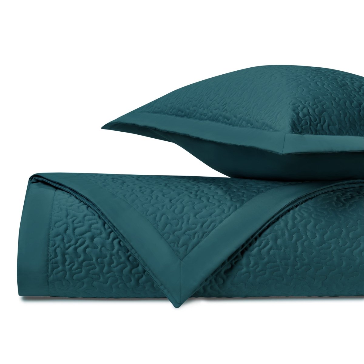 VERMICELLI Quilted Coverlet in Teal by Home Treasures at Fig Linens and Home