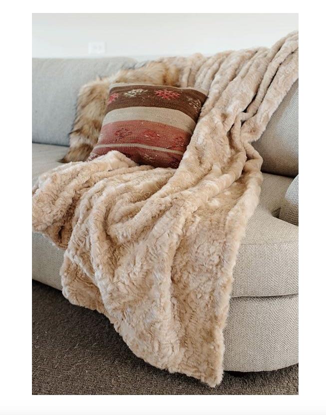 Fig Linens - Vintage Persian Lamb Faux Fur Throw by Fabulous Furs - Lifestyle shot