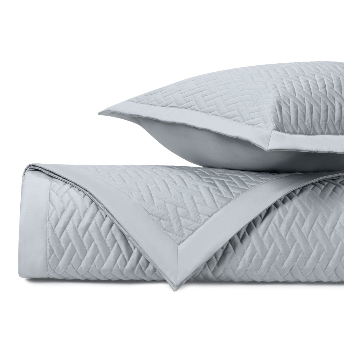 VISCAYA Quilted Coverlet in Blue Gray by Home Treasures at Fig Linens and Home