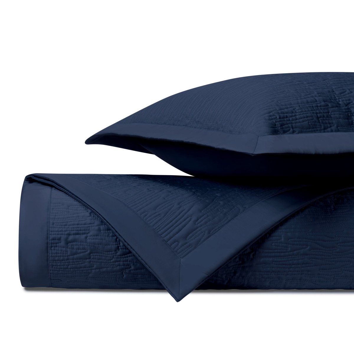 WAVE Quilted Coverlet in Navy Blue by Home Treasures at Fig Linens and Home