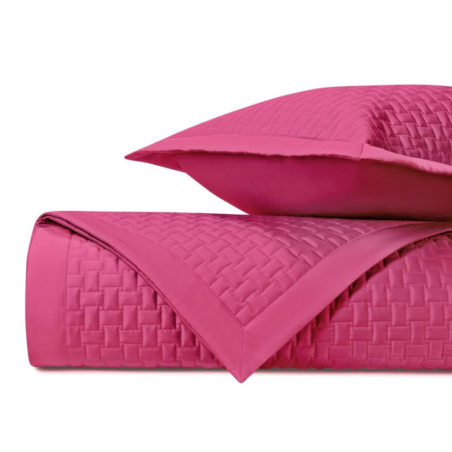 WICKER Quilted Coverlet in Bright Pink by Home Treasures at Fig Linens and Home