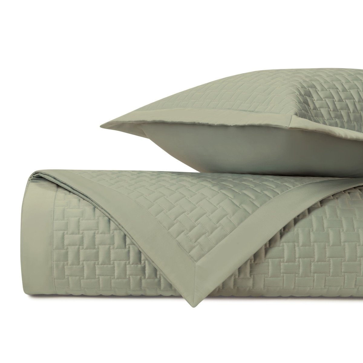 WICKER Quilted Coverlet in Crystal Green by Home Treasures at Fig Linens and Home