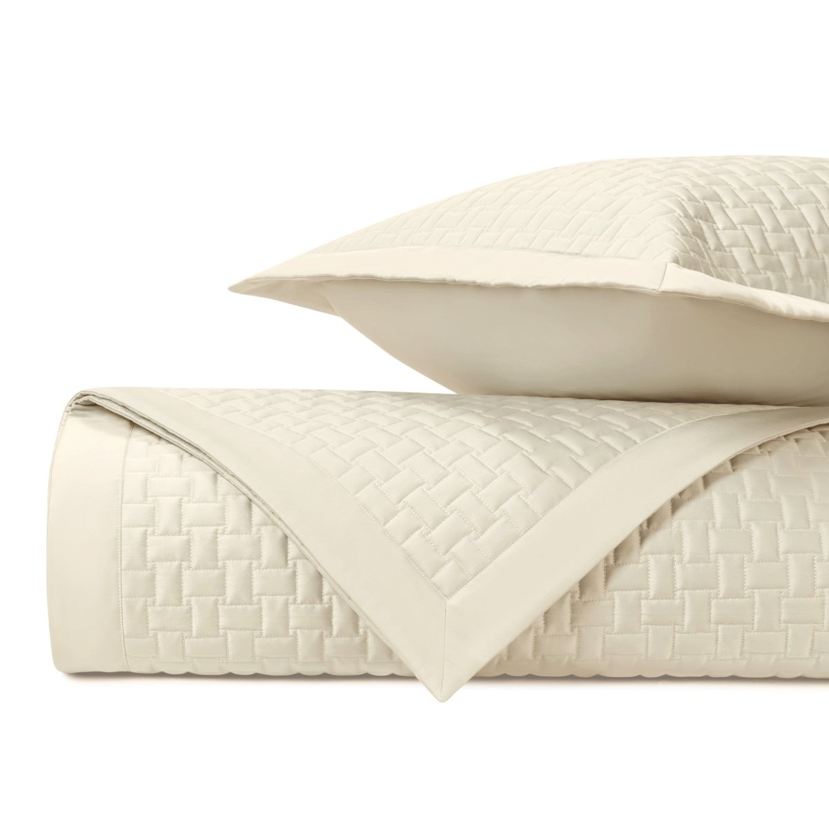 WICKER Quilted Coverlet in Ivory by Home Treasures at Fig Linens and Home