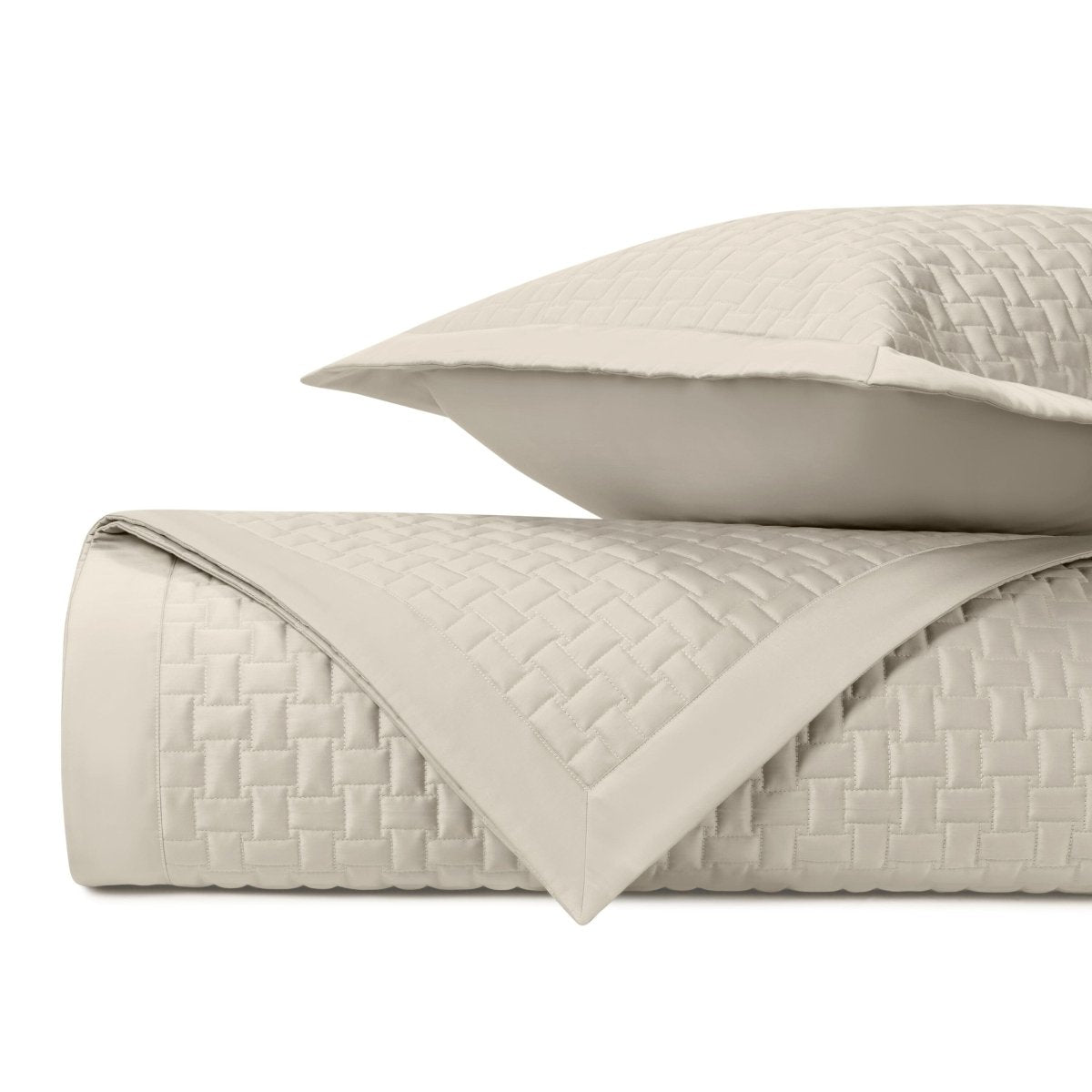 WICKER Quilted Coverlet in Khaki by Home Treasures at Fig Linens and Home