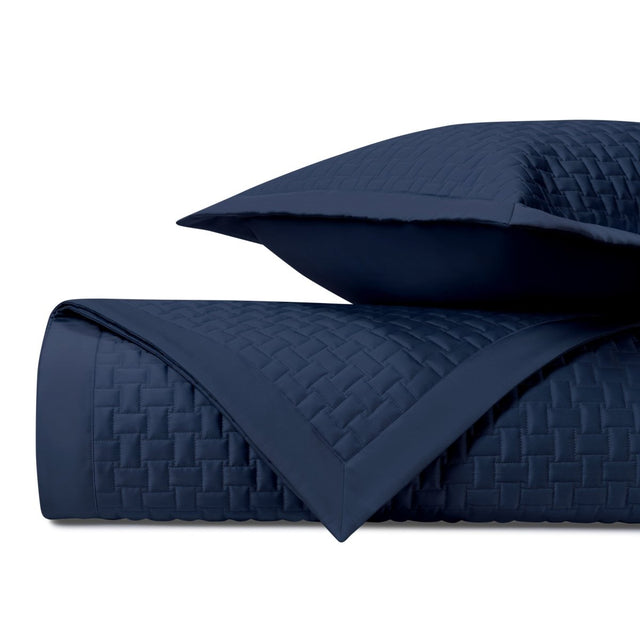 WICKER Quilted Coverlet in Navy Blue by Home Treasures at Fig Linens and Home