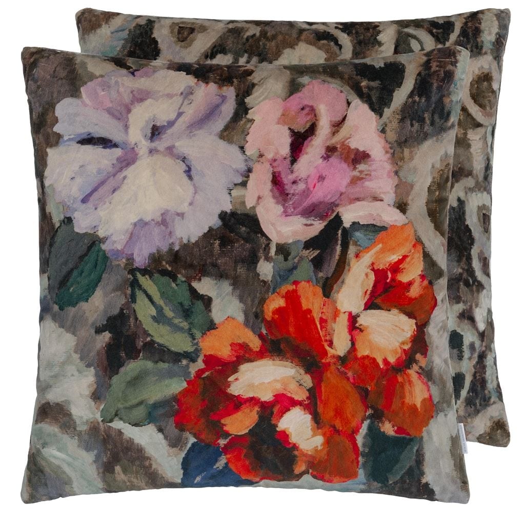 Designers Guild Tapestry Flower Damson Velvet Decorative Pillow