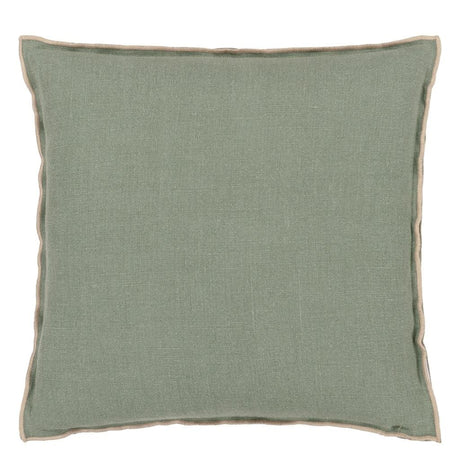 Brera Lino Thyme & Pebble Cushion - Designers Guild Throw Pillow - Fig Linens and Home - Front View