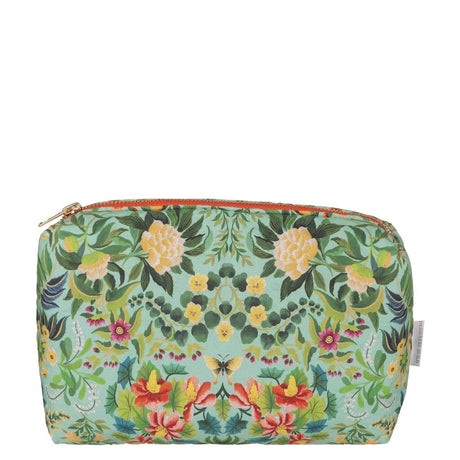 Ikebana Damask Aqua Medium Makeup Bag