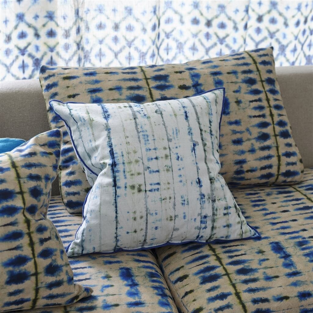 IKAT Cushions, Pale Blue Pom Pom Cushions, Cushion Cover, Cushions