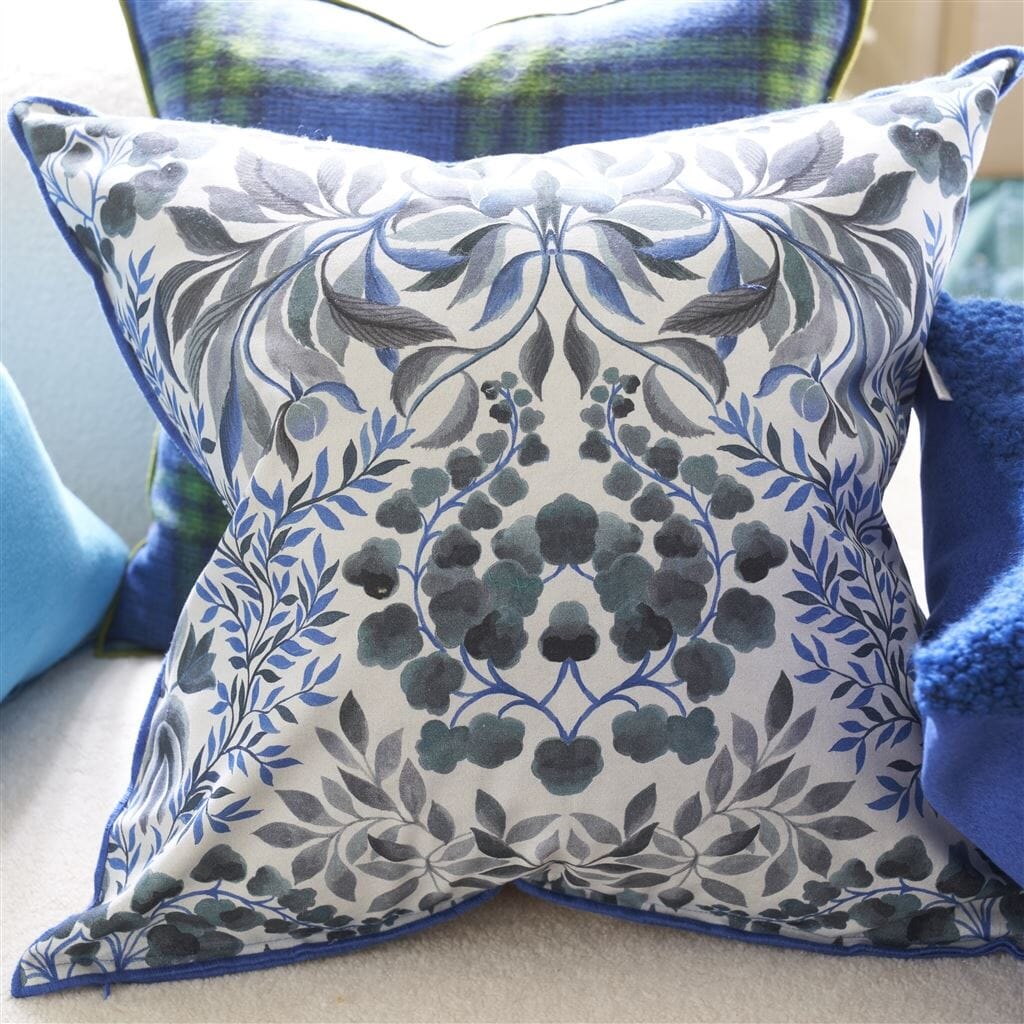 Blue shop damask pillows