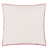 Brera Lino - Alabaster with Fuchsia overlocked edge - Cushion - 17" x 17"