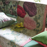 Throw Blanket - John Derian Poppy Study Violet Throw - Designers Guild - Folded with Solid Reverse 2