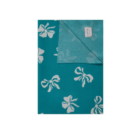 Fig Linens - Bows Teal Cashmere Blankets by Saved NY