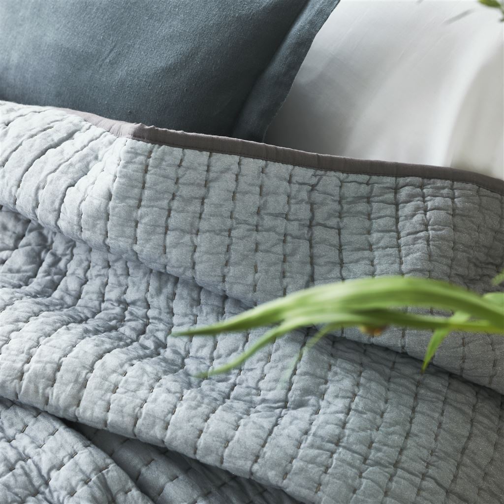 Fig Linens - Savoie Dove Quilt and Shams by Designers Guild - Details