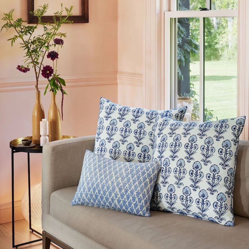 Indigo throw online pillows