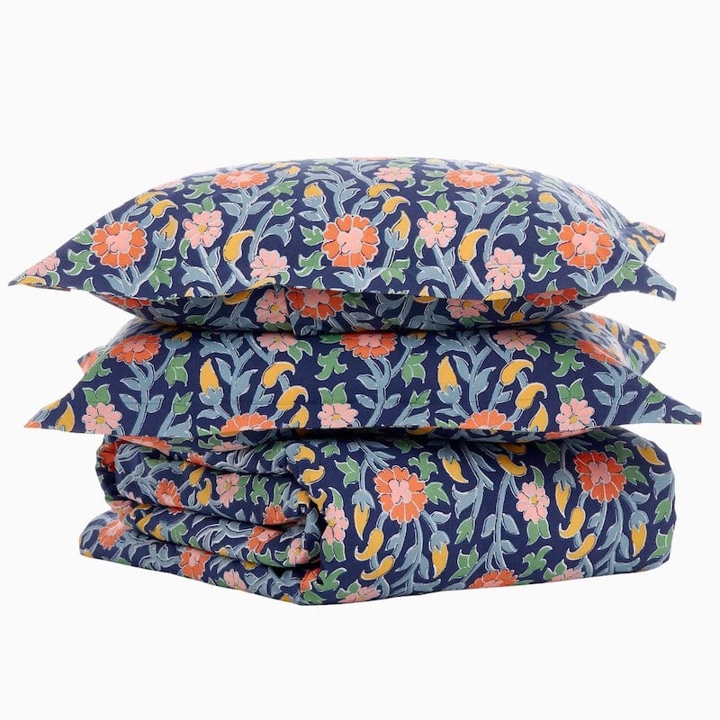 Blue Lv Multicolored Print Bedding Set - 1 Duvet, 1 Bed Sheet And 4  Pillowcases.