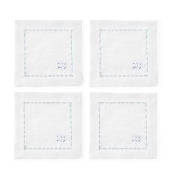 Fig Linens - Segni Cocktail Napkins by Sferra - Aquarius 