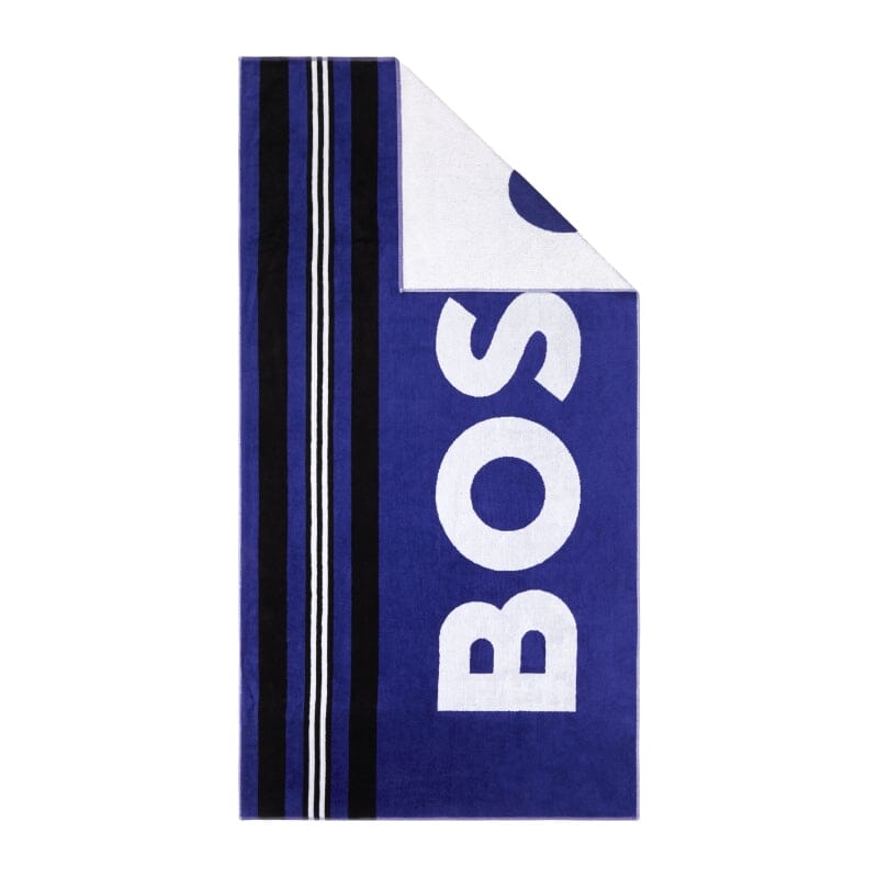 BOSS - Monogram-print beach towel in cotton velvet