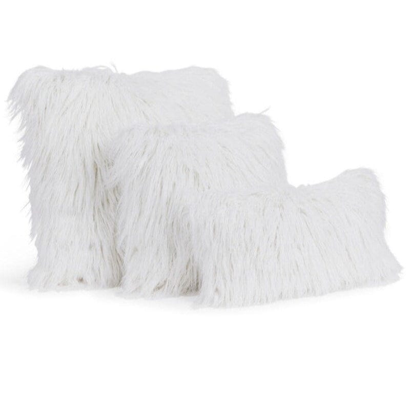 White furry outlet throw pillows