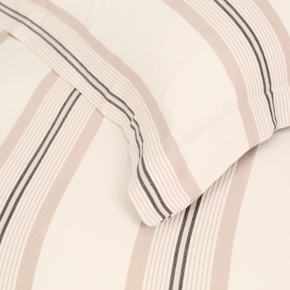 Closeup - Beach Stripe Ivory & Sand Duvet Set by Ann Gish | Fig Linens