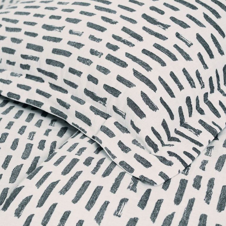 Closeup - Brushstroke Charcoal Duvet Set by Ann Gish | Fig Linens