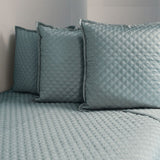 Double Diamond Seablue Coverlet and Shams by Ann Gish | Fig Linens