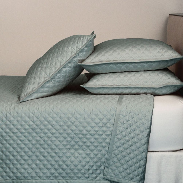 Double Diamond Seablue Coverlet Set by Ann Gish | Fig Linens