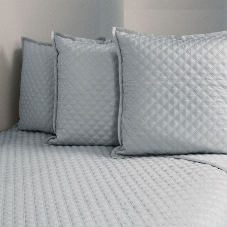 Double Diamond Silver Quilted Coverlet and Shams by Ann Gish | Fig Linens