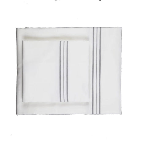 Hem Stripe White and Grey Pillowcases by Ann Gish | Fig Linens 