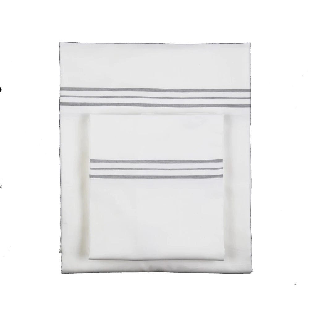 Hem Stripe White & Grey Sheet Sets by Ann Gish | Fig Linens