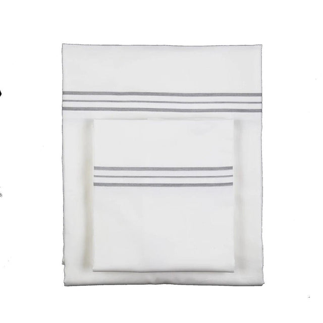 Hem Stripe White & Grey Sheet Sets by Ann Gish | Fig Linens