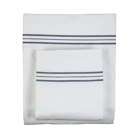 Hem Stripe White & Navy Sheet Sets by Ann Gish | Fig Linens