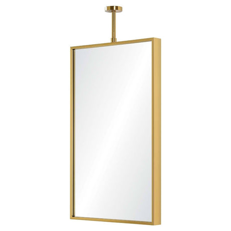 Side - Burnished Brass Mirror with Adjustable Ceiling Mount by Mirror Home