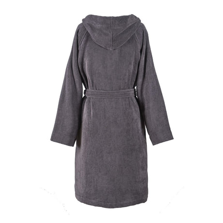 Back - Plain Graphite Hooded Bathrobe by Hugo Boss | Fig Linens