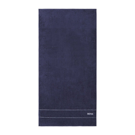 100% Cotton - Plain Navy Bath Towel by Hugo Boss | Fig Linens