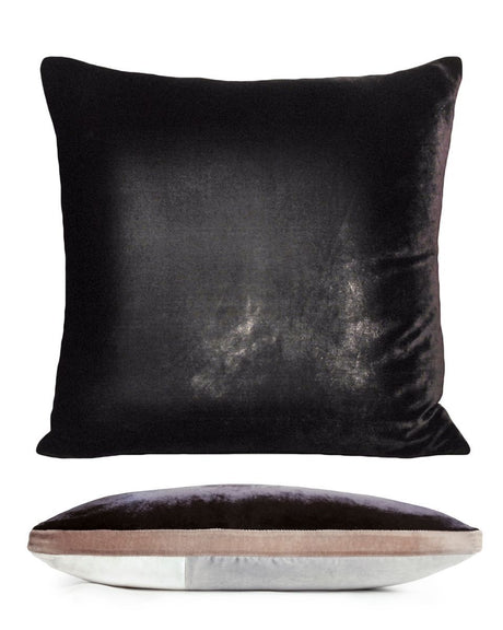 Kevin O'Brien Studio Smoke Velvet Color Block Pillow - Back - Fig Linens