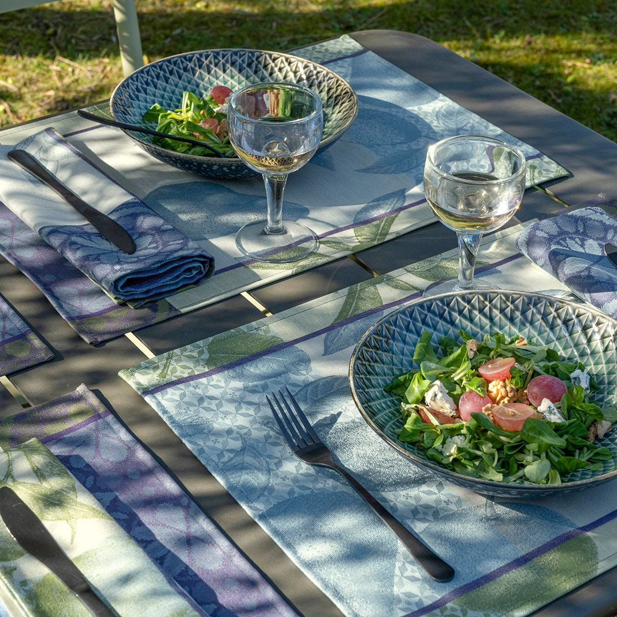 Arrière Pays Blue Table Linens by Le Jacquard Français - Placemats and Napkins - Lifestyle