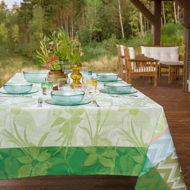 La Vie En Vosages Green Table Linens by Le Jacquard Français - Lifestyle Shot