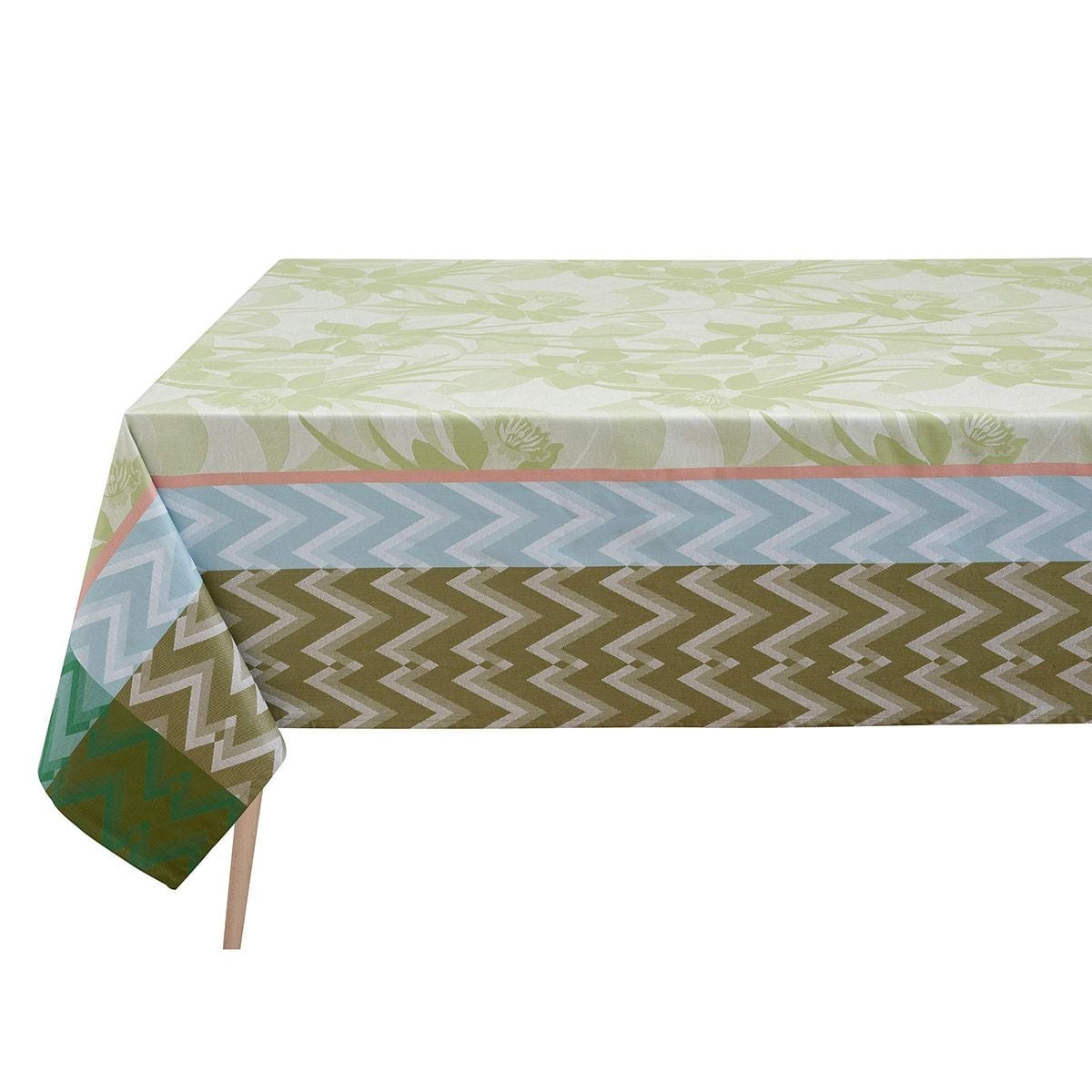 La Vie En Vosages Green Tablecloth by Le Jacquard Français