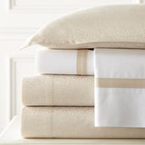 Stockholm Sand Jacquard Bedding and Finnley Sheets by Legacy Home | Fig Linens